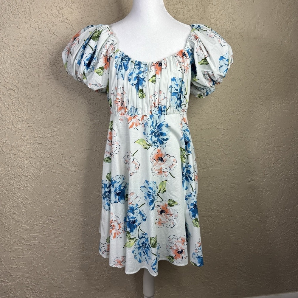 Abercrombie‎ Fitch Emerson Floral Dress Size MT Babydoll Puff Sleeve Milkmaid